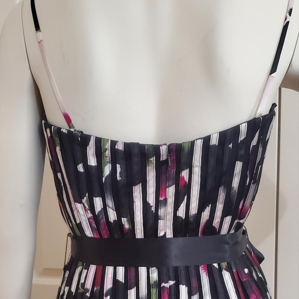 Cache Floral Striped Mesh Dress Y2K - Picture 7 of 12